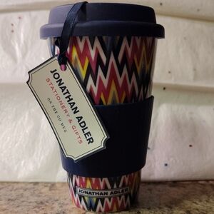 NEW JONATHAN ADLER TRAVEL ON THE GO MUG TUMBLER CUP